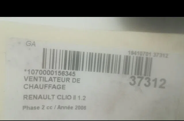 Ventilateur de chauffage RENAULT CLIO II 2006 occasion