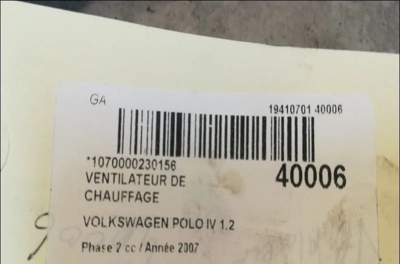 Ventilateur de chauffage Volkswagen POLO (9N_, 9A_) 1.2 (2002-2007) occasion